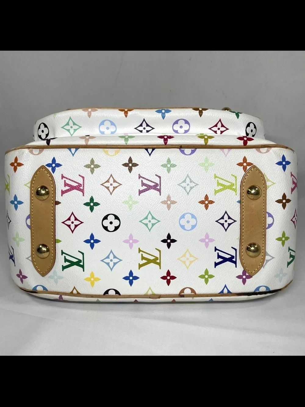 Louis Vuitton Multicolor Monogram White Leather-Trim Shoulder Bag